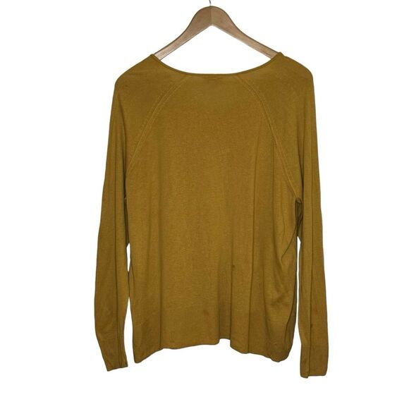 J. Jill Women's Silk Cotton Sweater Tunic Honey Yellow V-Neck Ribbed Hem Size XL - Picture 3 of 8